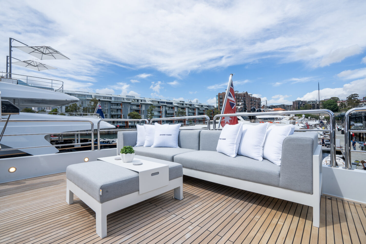 yacht deck seating with custom cushions