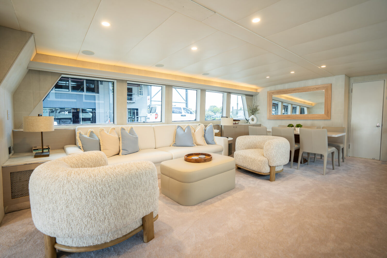interior of yacht at wharf